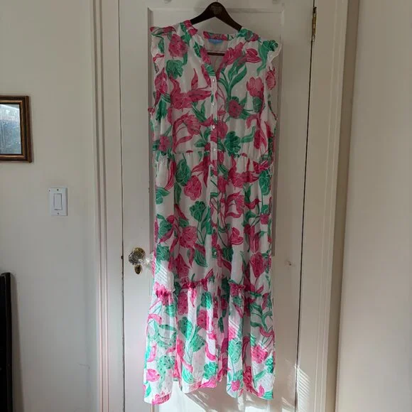 Draper James RSVP sleeveless floral print tiered maxi dress Size XXL - Picture 2 of 12